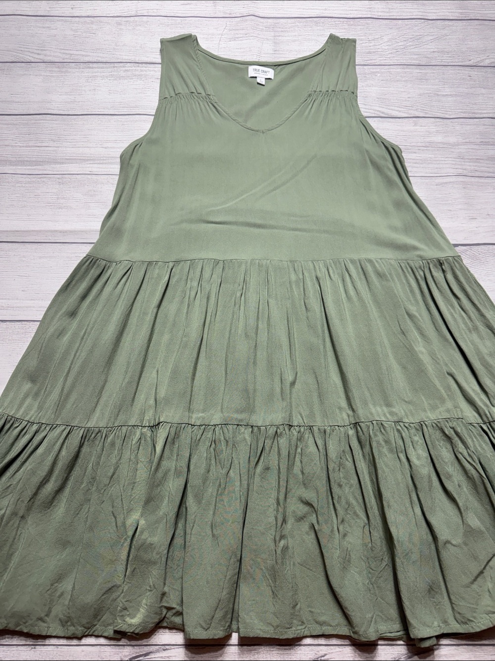 True Craft Women’s Sleeveless Tiered Dress - Sage Green